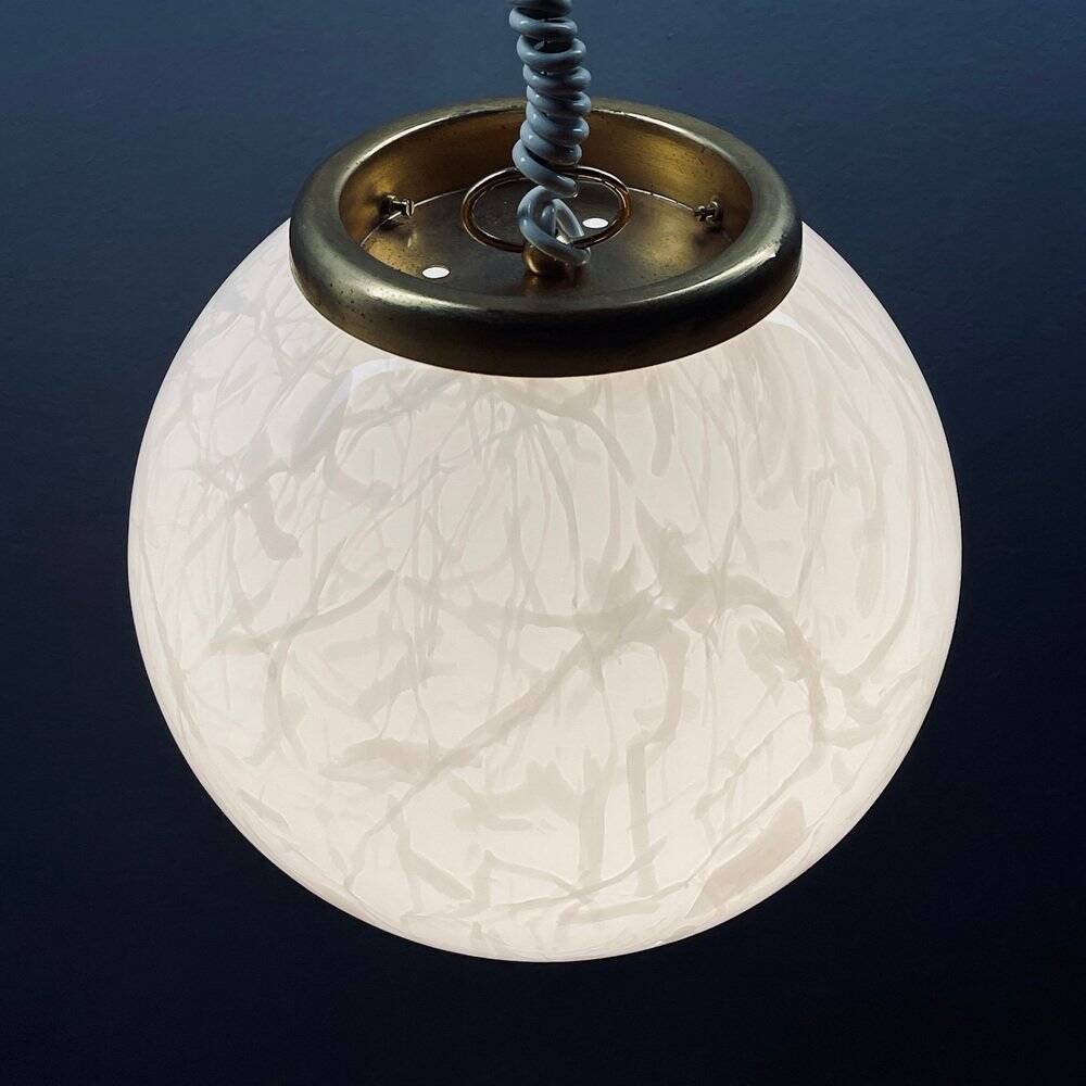 Classic white Murano pendant lamp, Italy, 1970s