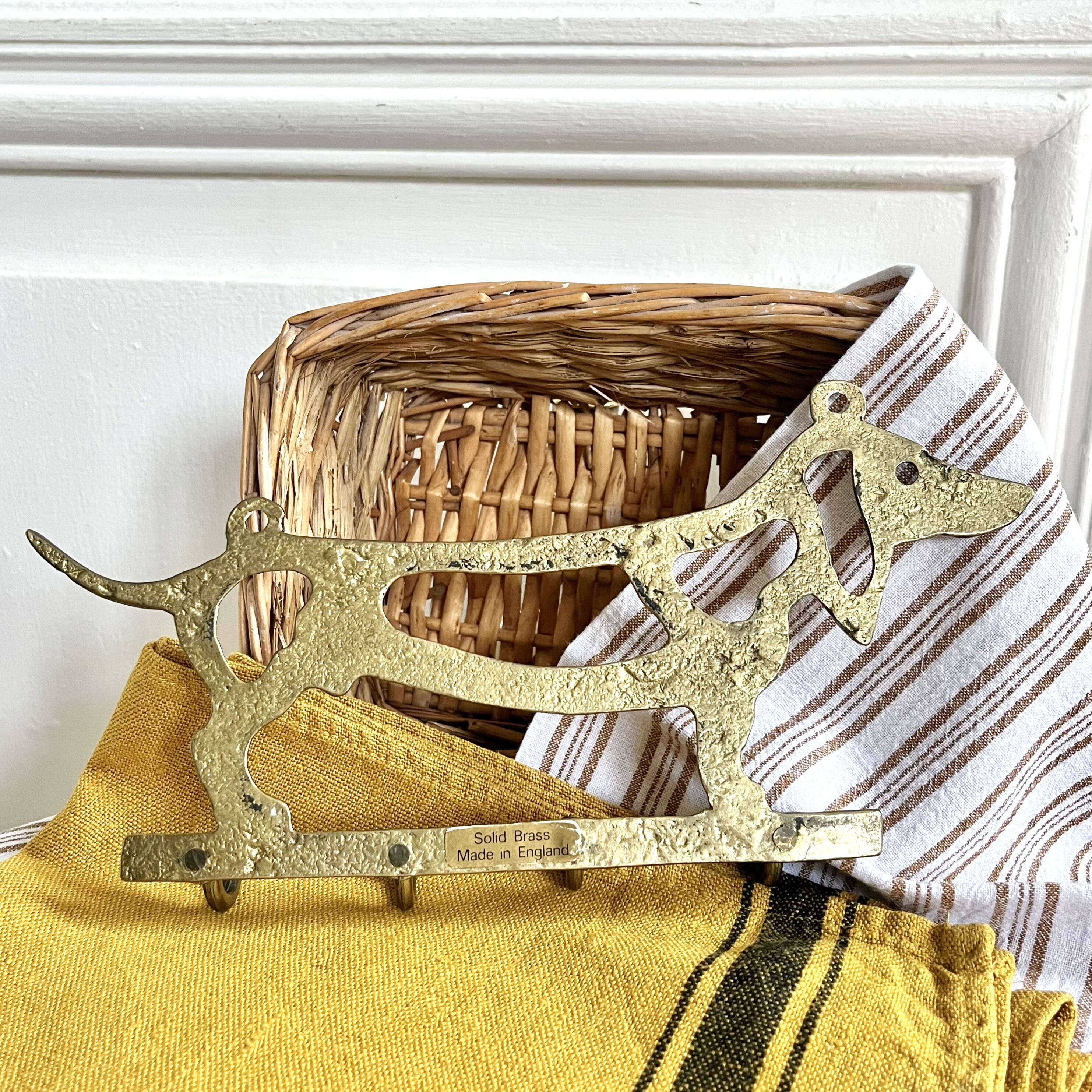 Patère anglaise en laiton chien