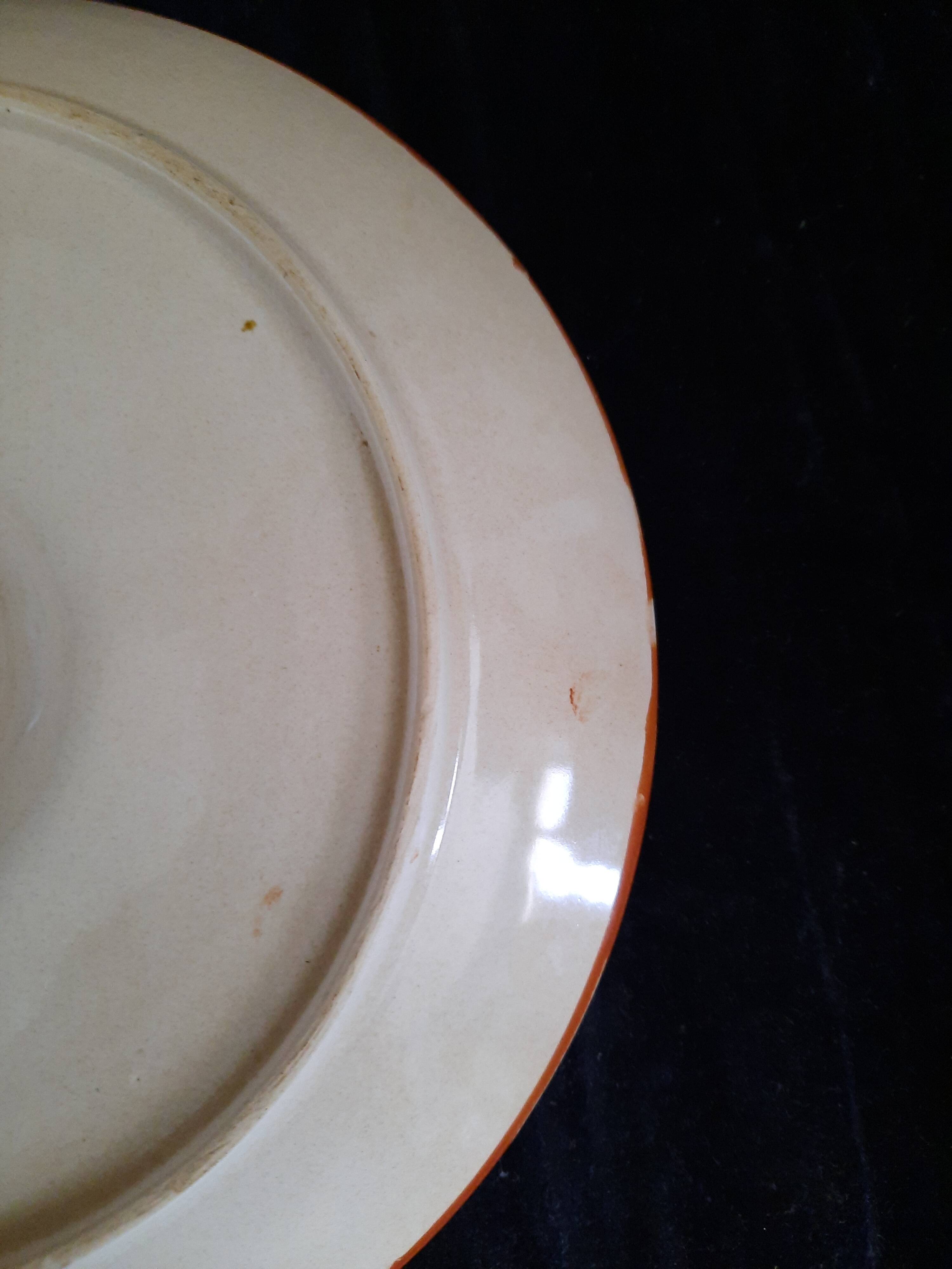 Assiette à huîtres hb henriot quimper grès 23 cm décor floral breton