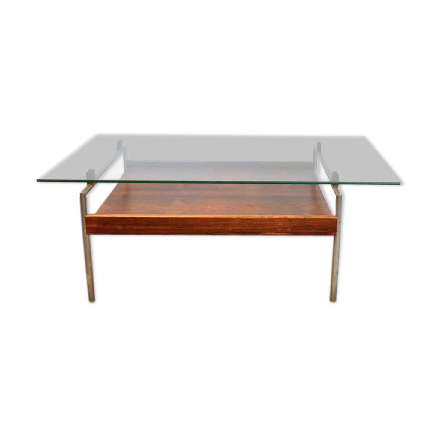 Coffee table glass and teak - 50s