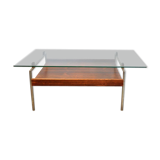 Coffee table glass and teak - 50s
