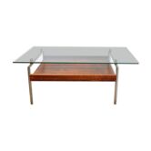 Table basse verre et teck années 50