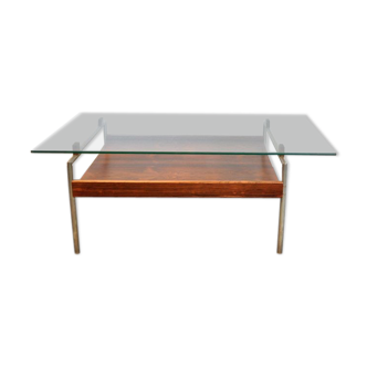Coffee table glass and teak - 50s