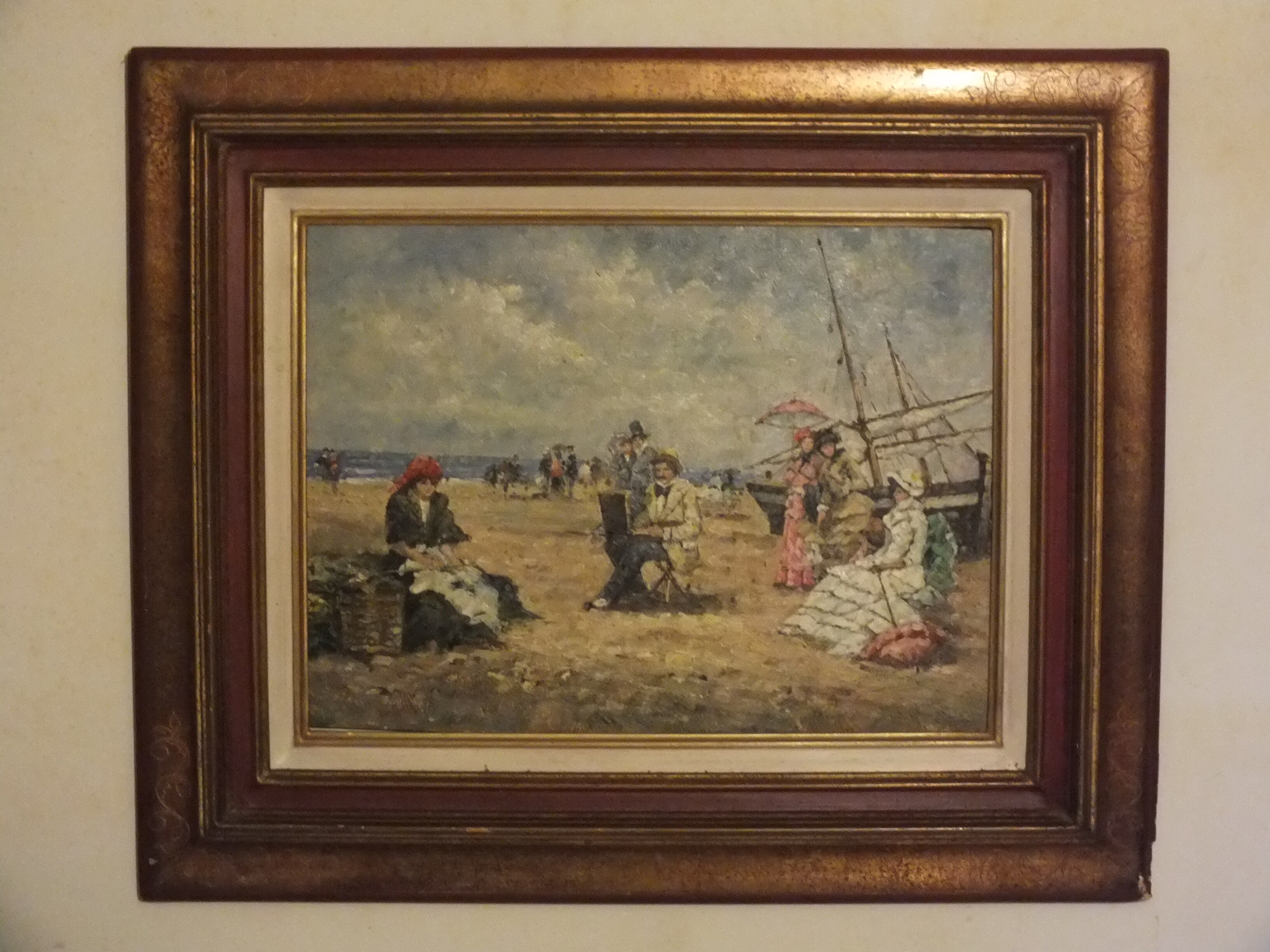 Impressionist painting after Francesco Miralles Y Galup - seaside 1900