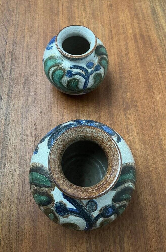Cactus series round vases in ceramic from the mid-century modern Danish studio Søholm, 1960s, set of 2.