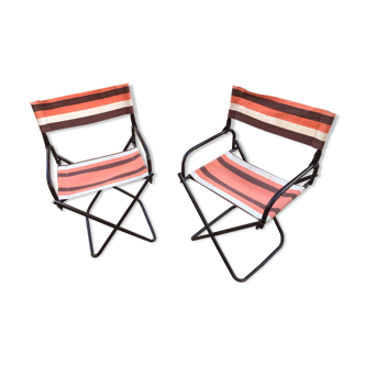 Paire de fauteuils piants de camping années 70