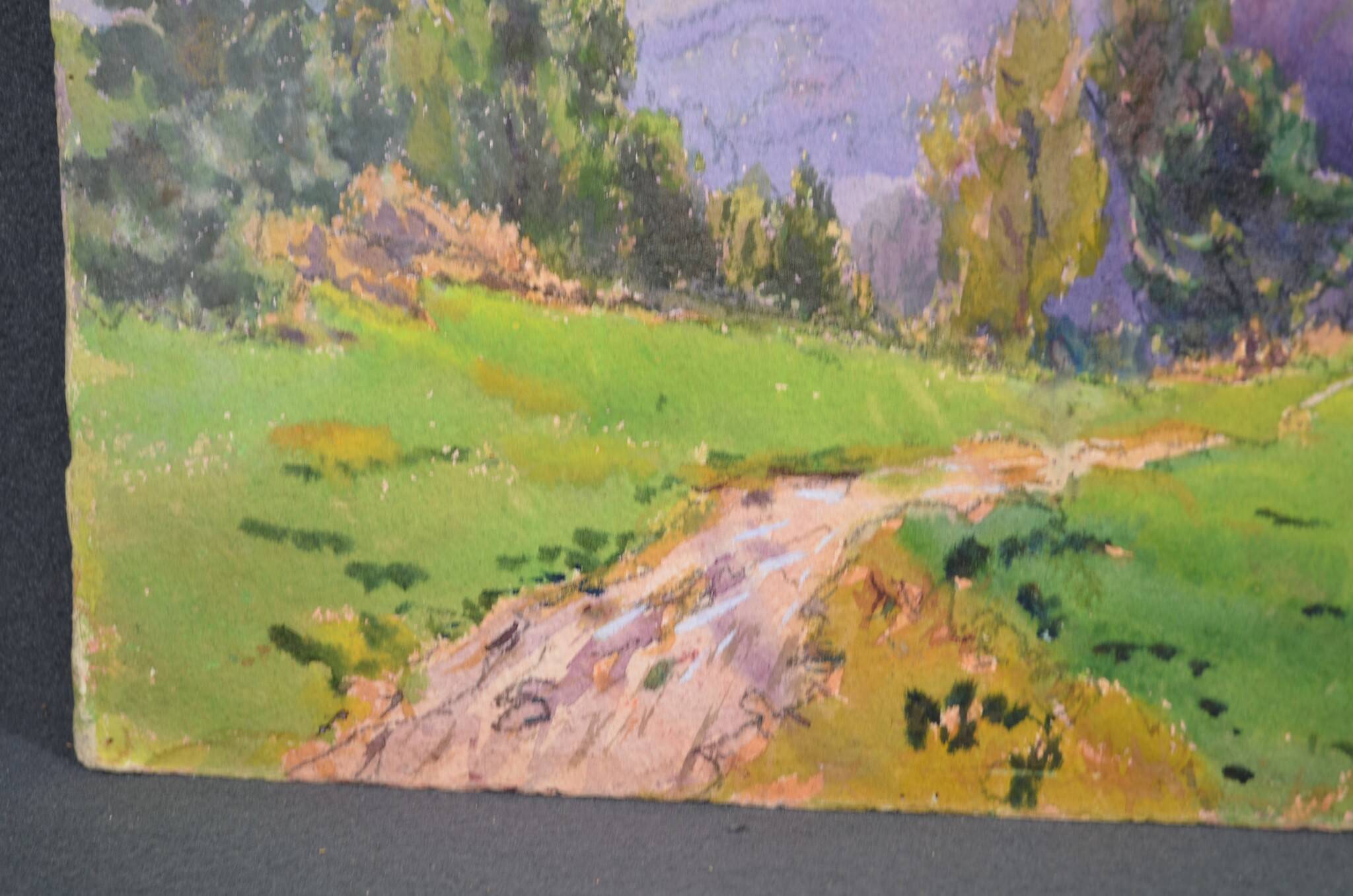 Georges Planes (1897-1977) Valley Landscape, Riverbank (double-sided)