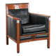 Fauteuil Art Déco en cuir noir et bois
