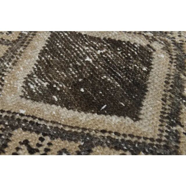 1970s Turkish Oushak handmade wool cotton beige runner rug 96x331