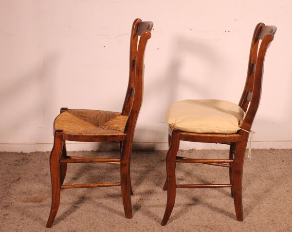 série de 8 chaises paillées en merisier