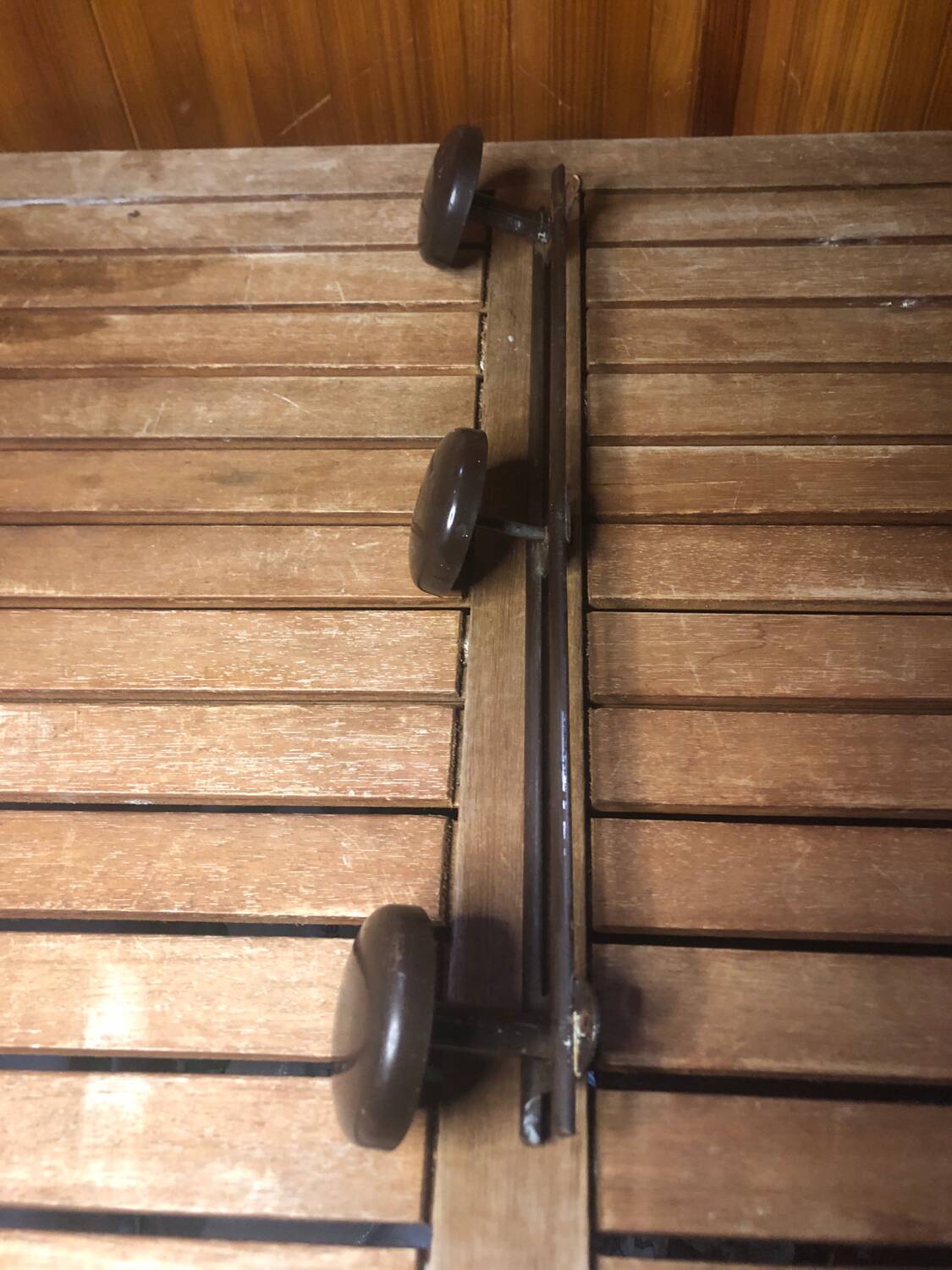 Old wall coat rack x3 vintage brown metal #a418
