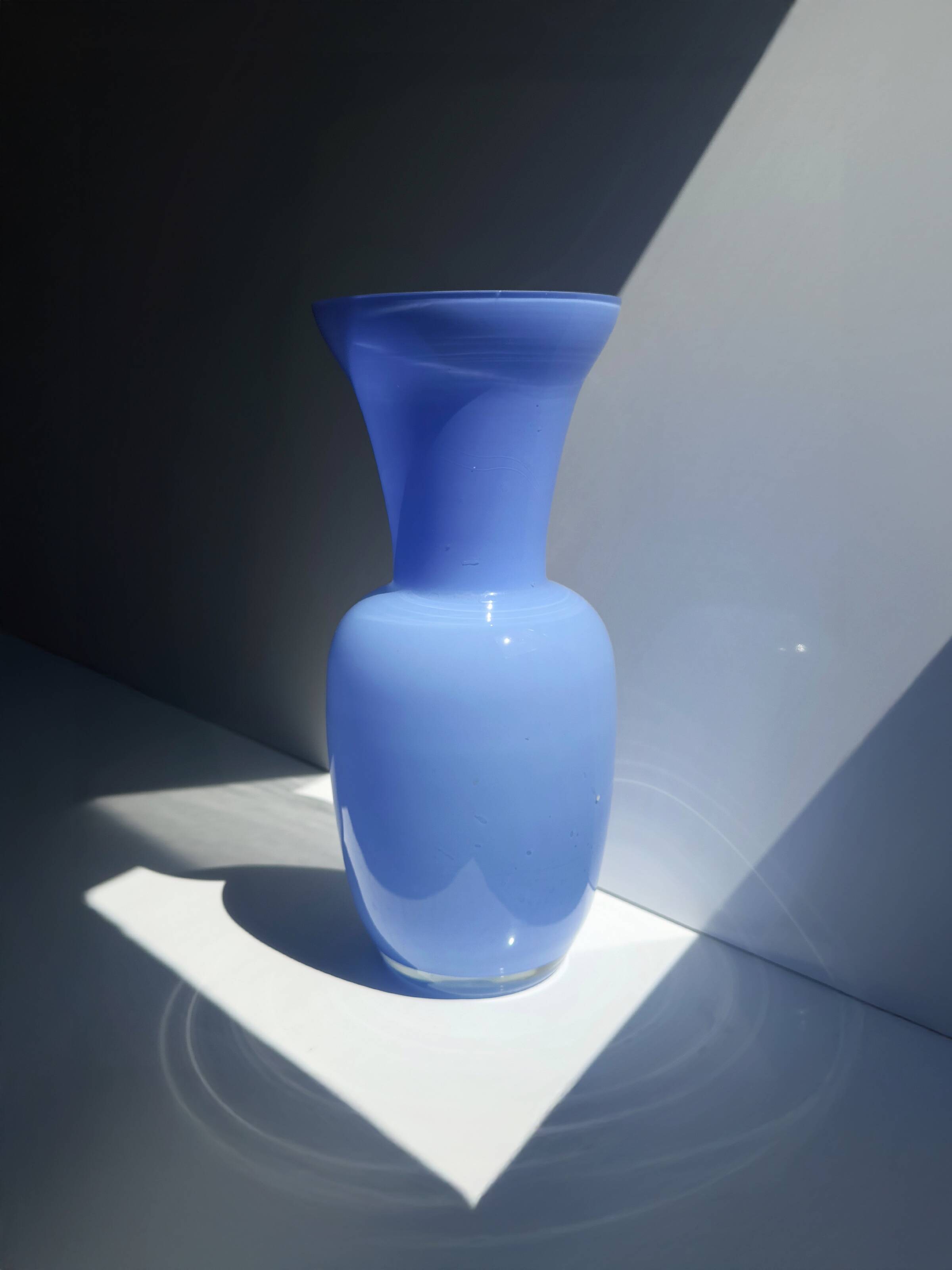 Vintage Italian opal glass vase in blue