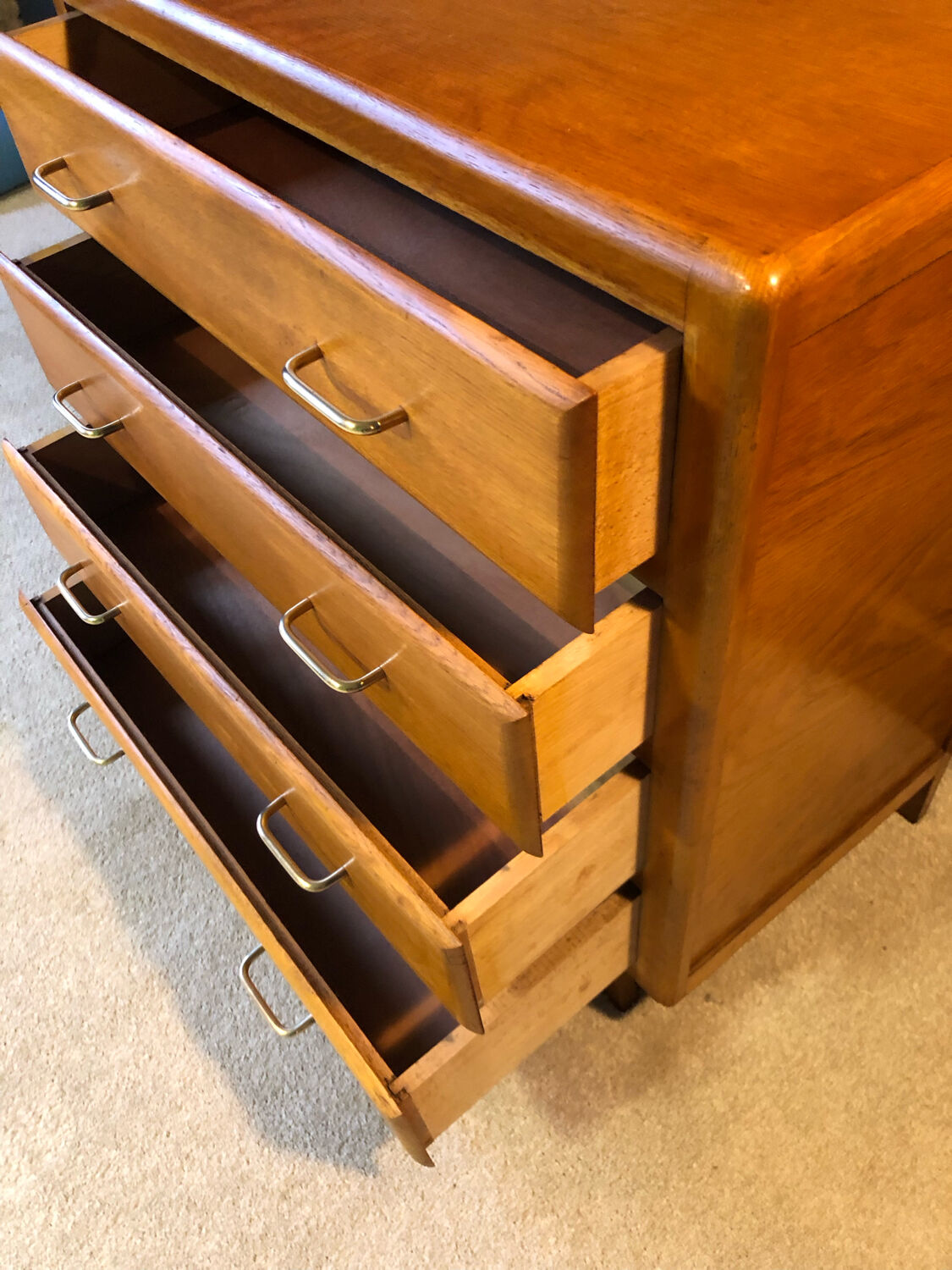 Blond wood chest of drawers circa 1960