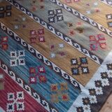 Kazakh oriental rug, vintage kilim from the 1930s. Handcrafted work.