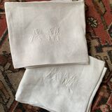 6 towels XIXth s linen and damask silk A M