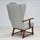 1950s, Danish high-backed armchair, reupholstered, wool, oak wood.