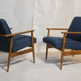 Armchairs created by M. Zieliński year 60 blue fabric