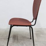 Vintage 70s chair in black lacquered metal and atypical red vinyl