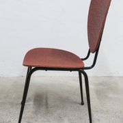 Vintage 70s chair in black lacquered metal and atypical red vinyl