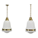 Pair of 1930s Peter Behrens Luzette pendants in opaline glass and brass