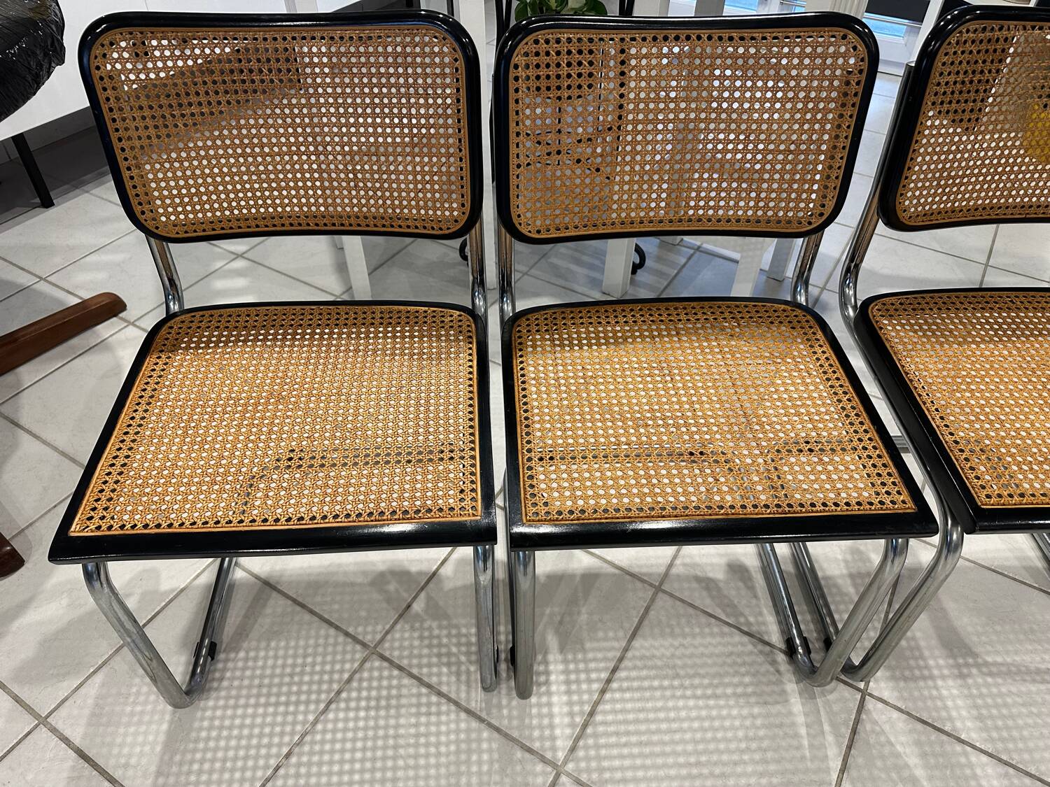 Set of 3 Cesca B32 chairs by Marcel Breuer, 1984.