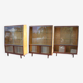 Lot 3 vitrines de commerce / étagères magasin 1960