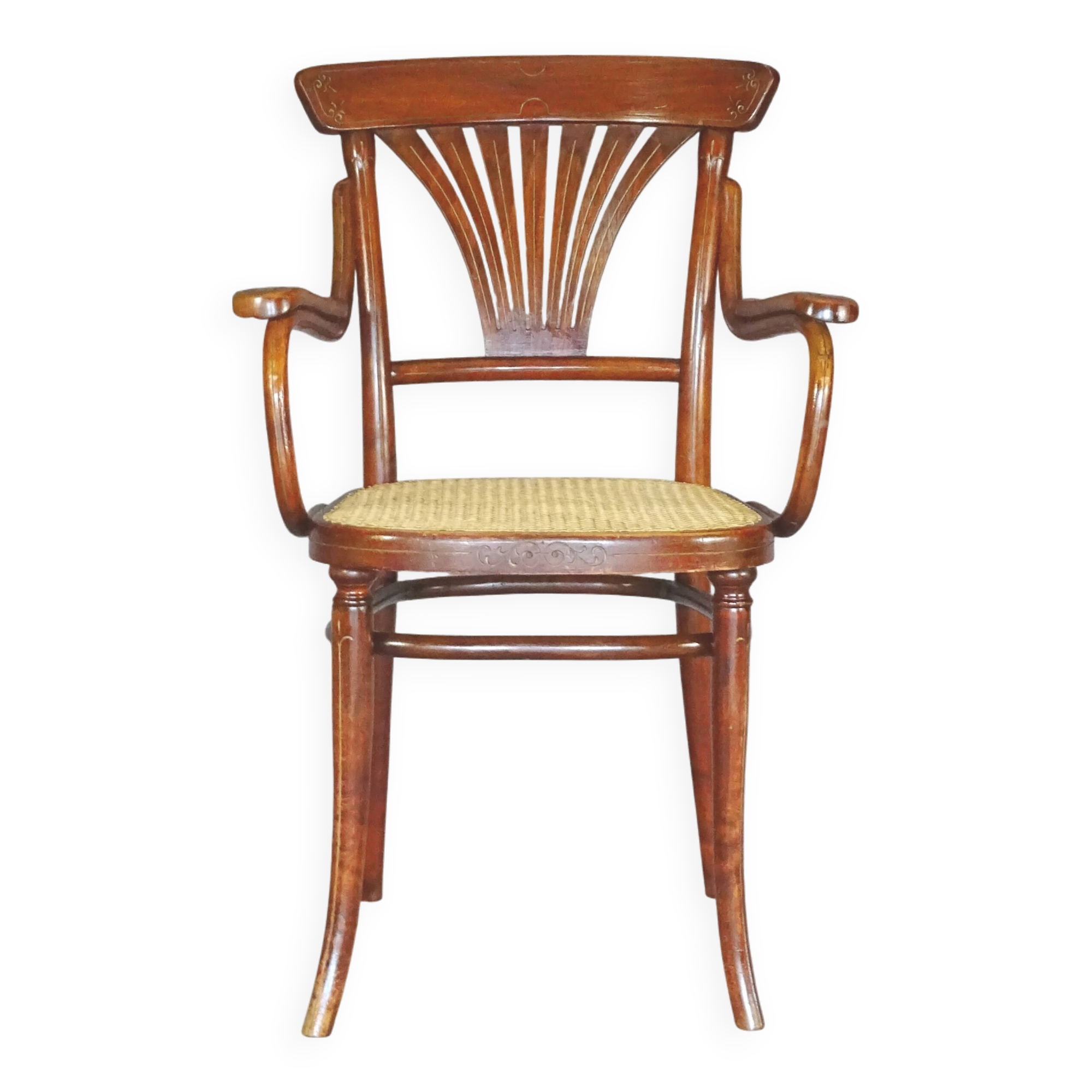 Thonet armchair No. 221, "bronze" inlays 1905 perfect caning