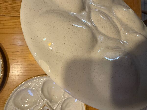 Lot de 5 assiettes à huîtres Saint-Clément France n°4589 – Faïence