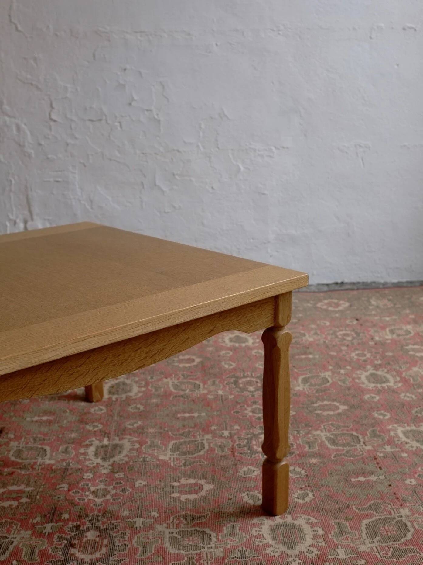 Carved oak square coffee table by Henning Kjaernulf | Denmark | 1950s