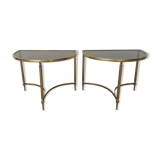 Set de 2 tables basses vintage en laiton, 1970