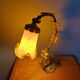 Art Nouveau lamp in bronze with a tulip signed LN (Lunéville)