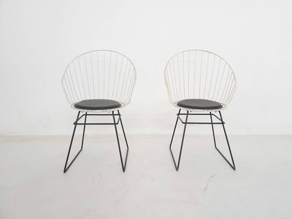 Chaises en fil de fer D. Dekker pour Tomado, Pays-Bas, années 1950