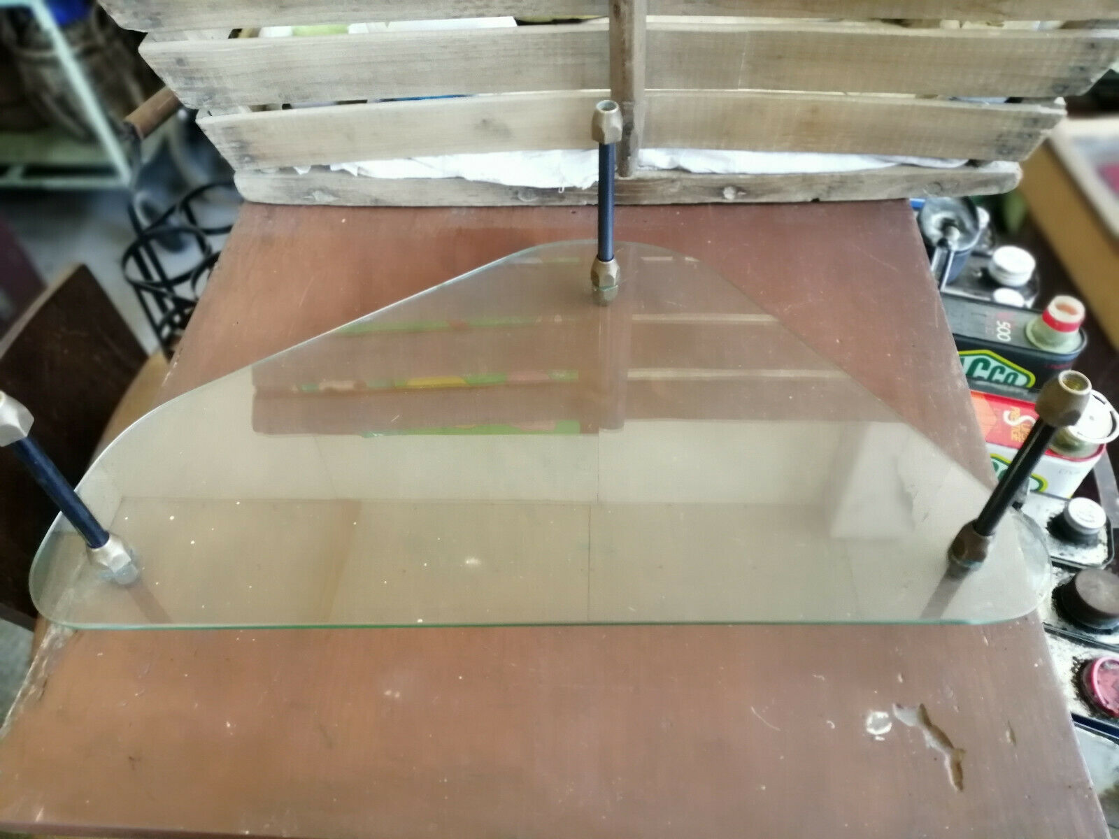 Vintage old brass metal glass store display 1960 free shape