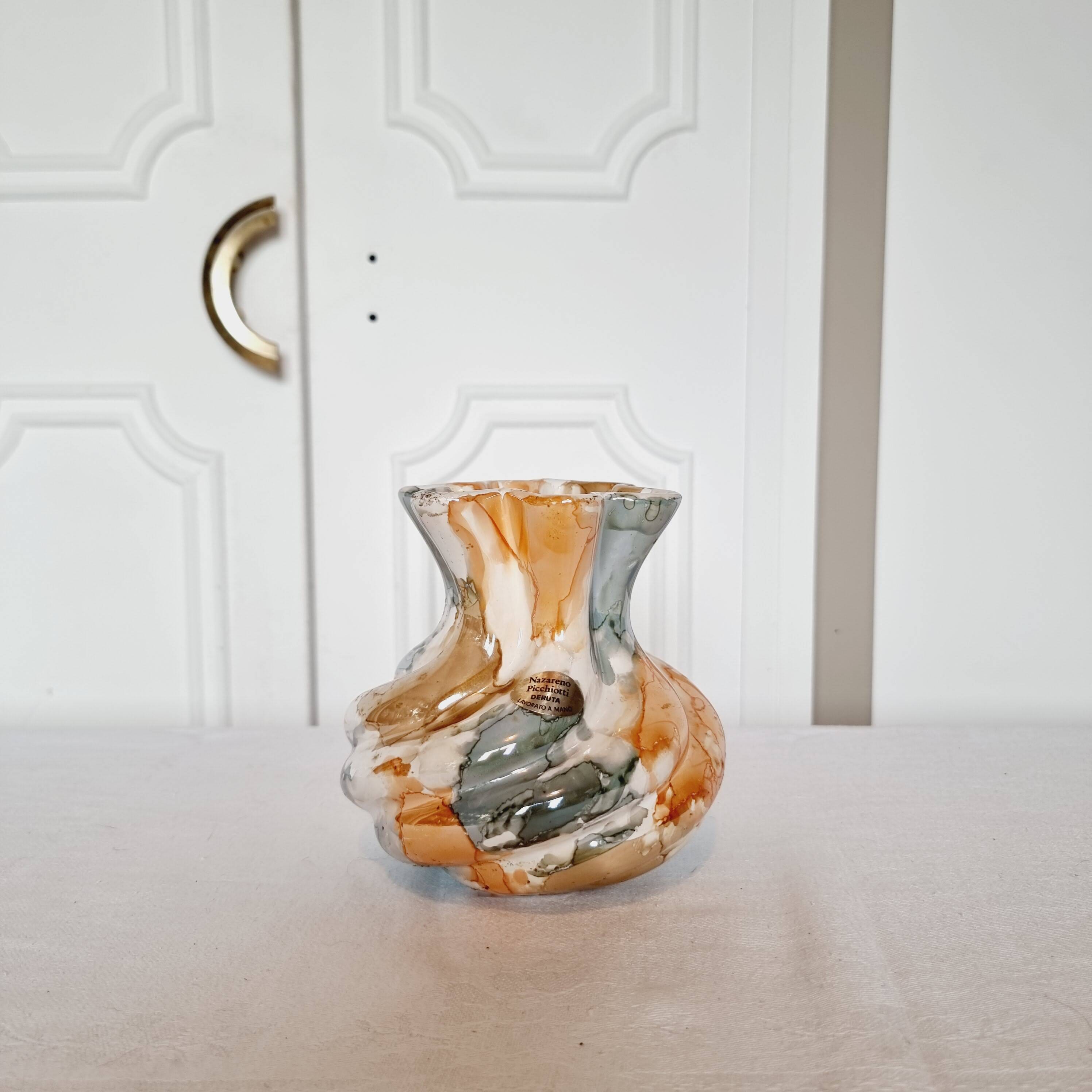 Deruta Crystal Vase by Nazareno Picciotti handcrafted in the 80s