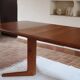 Table à manger danoise extensible en teck, pied central