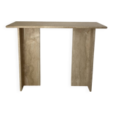 Polished travertine console vintage style design raw travertine console