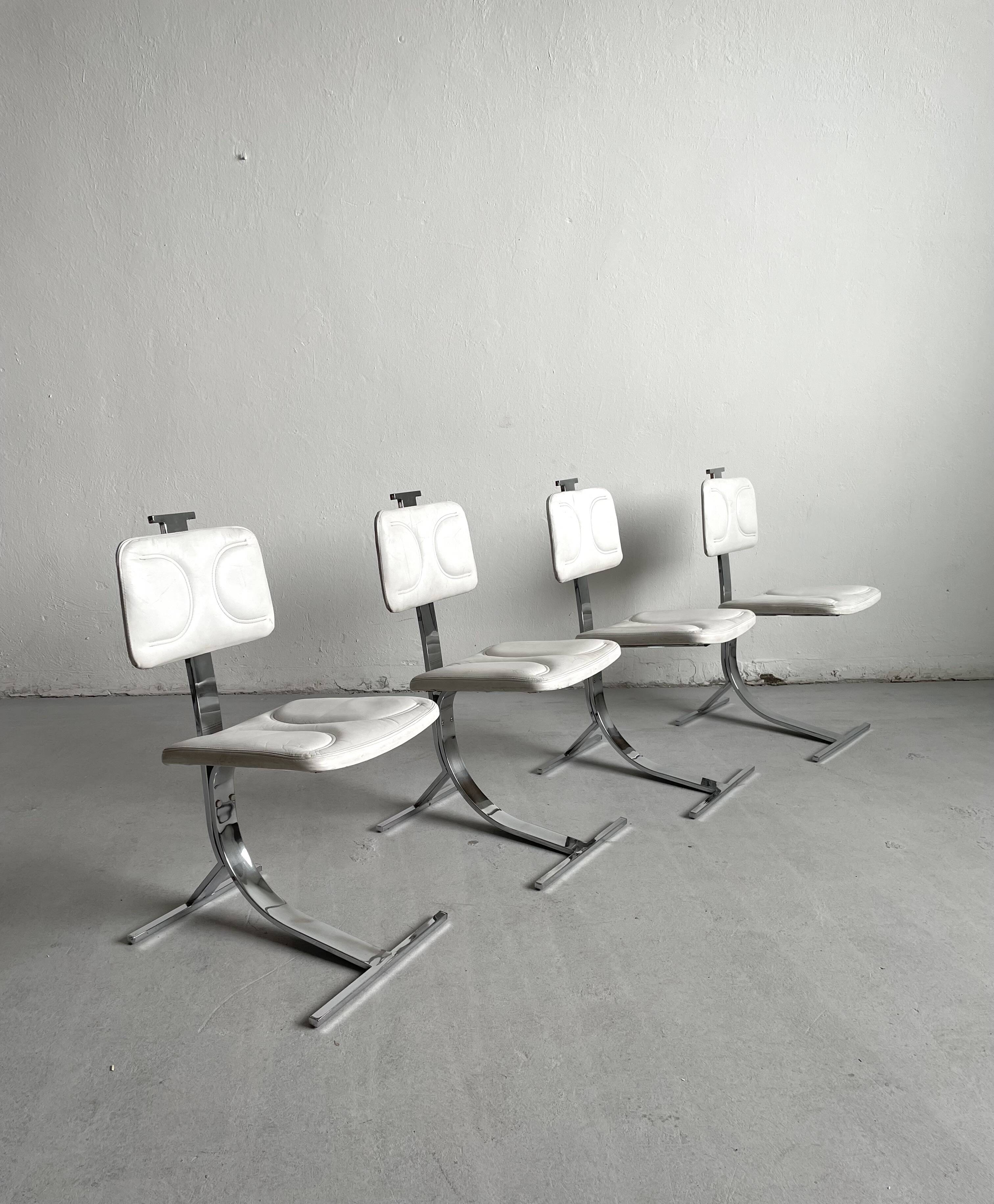 Mid-Century Modern Dining Chairs, Set of 4, France 1970s