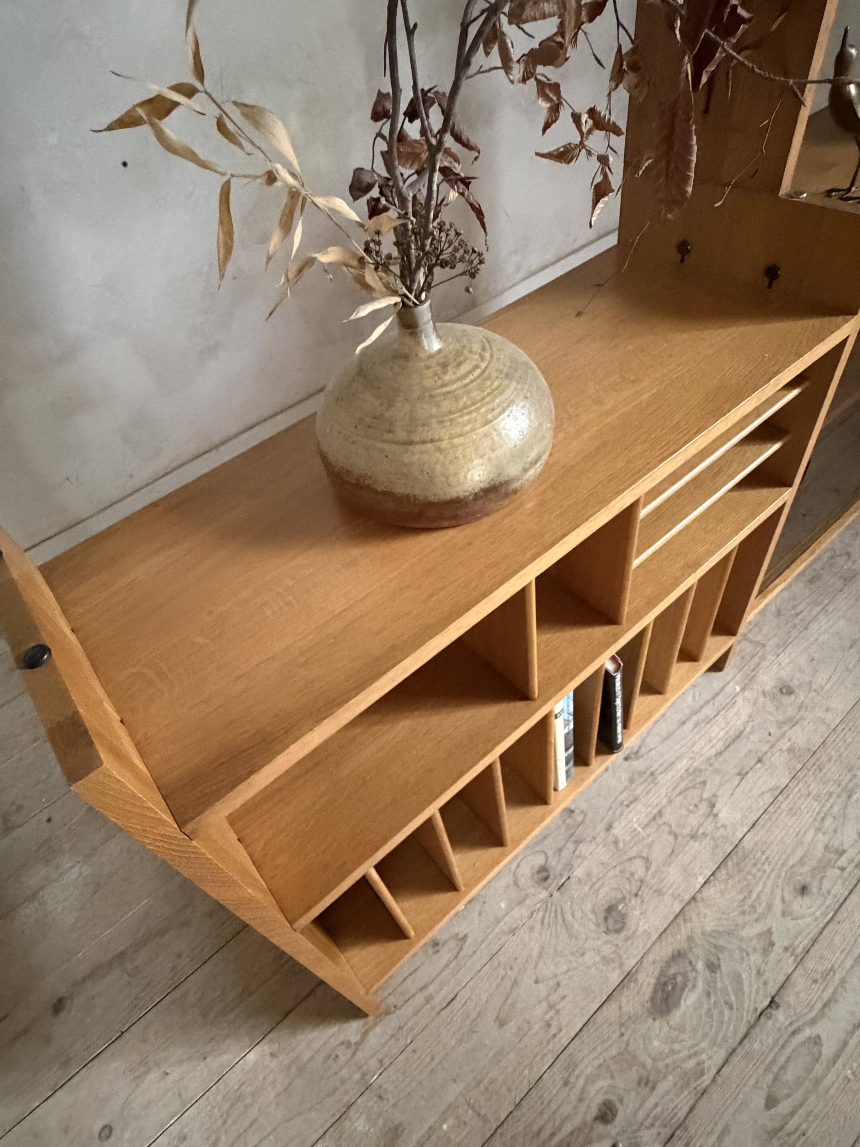 Showcase library vintage vinyl record cabinet solid oak