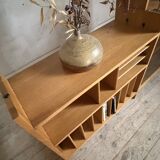 Showcase library vintage vinyl record cabinet solid oak