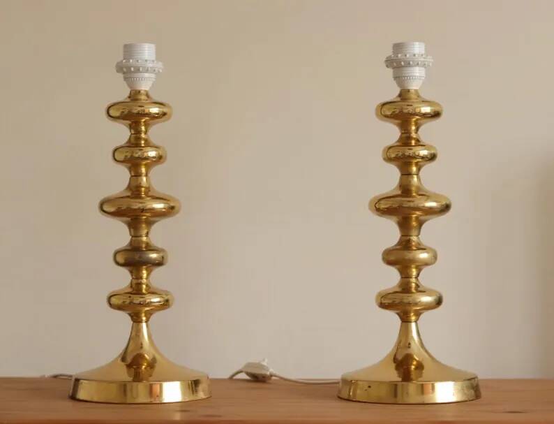 Pair of Swedish Coil Table Lamps