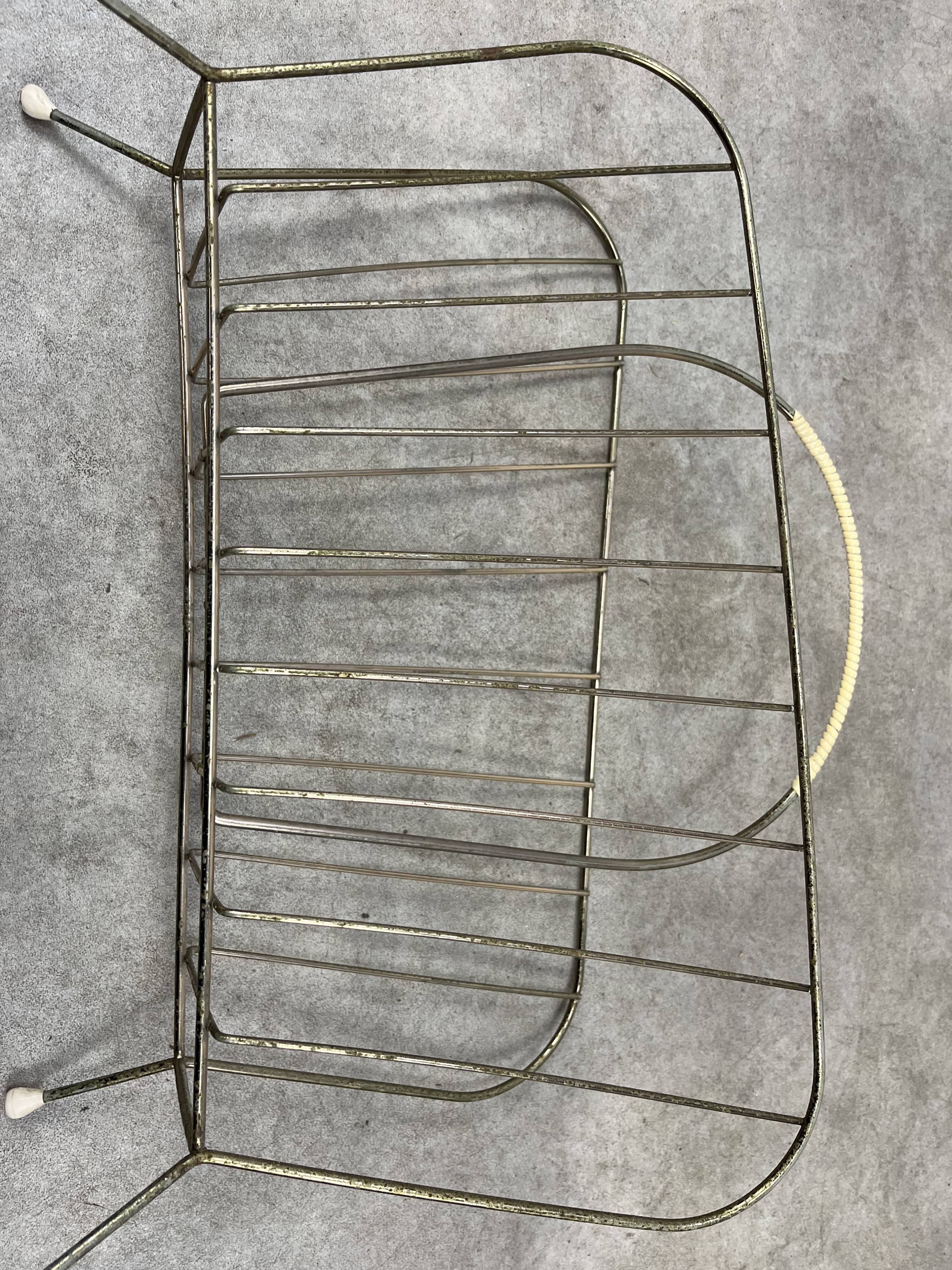 50s vintage gold metal magazine rack
