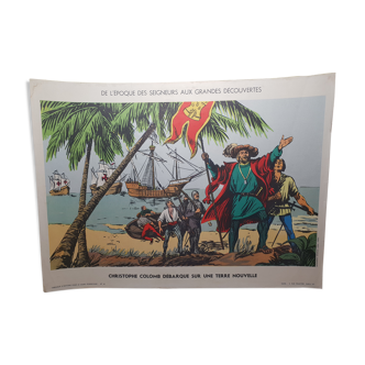 School poster double-sided n°16 Christopher Columbus n°12 battle crecy