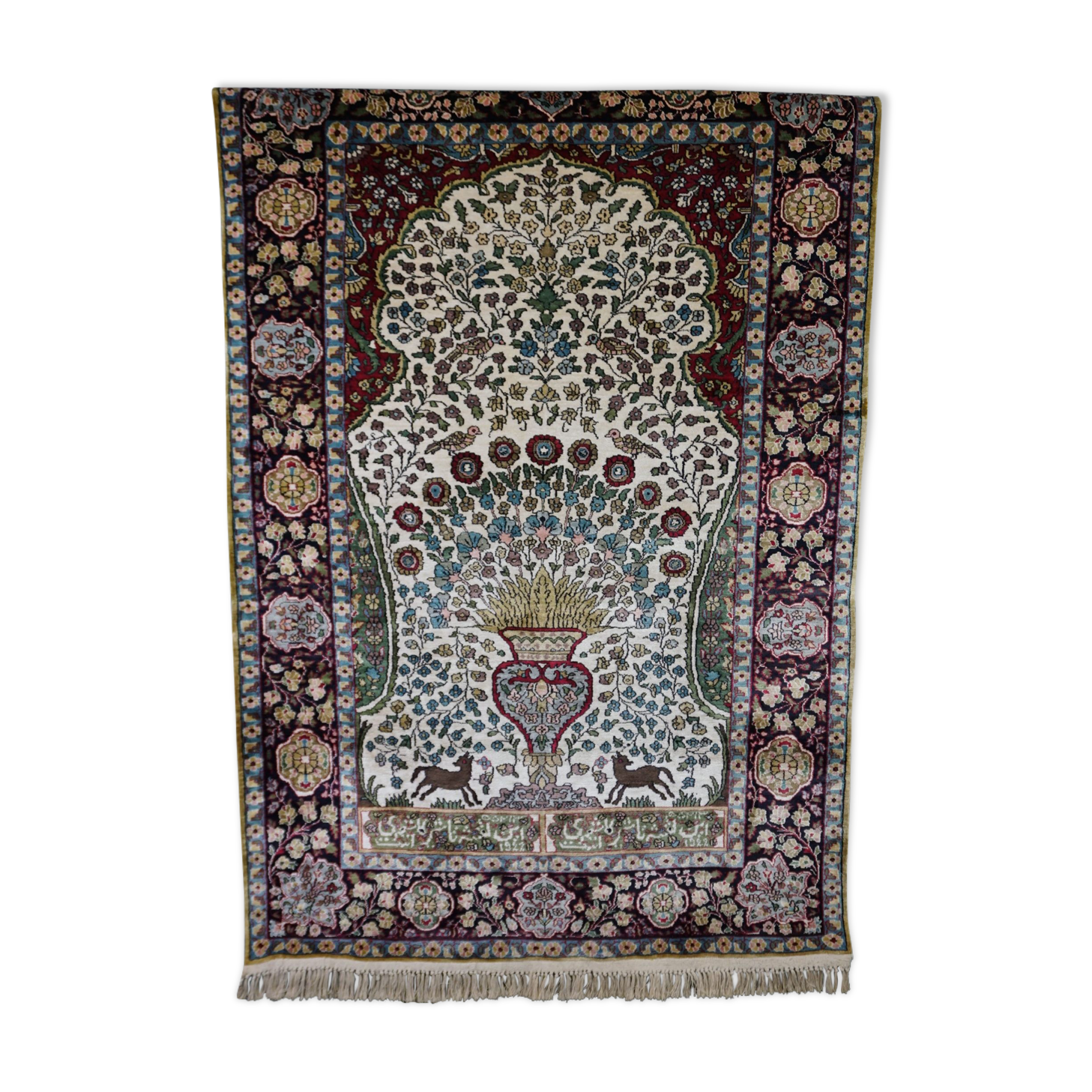 Oriental carpet in colorful silk, twentieth century 190x122cm