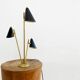 Italian three-headed brass lamp, 50s design