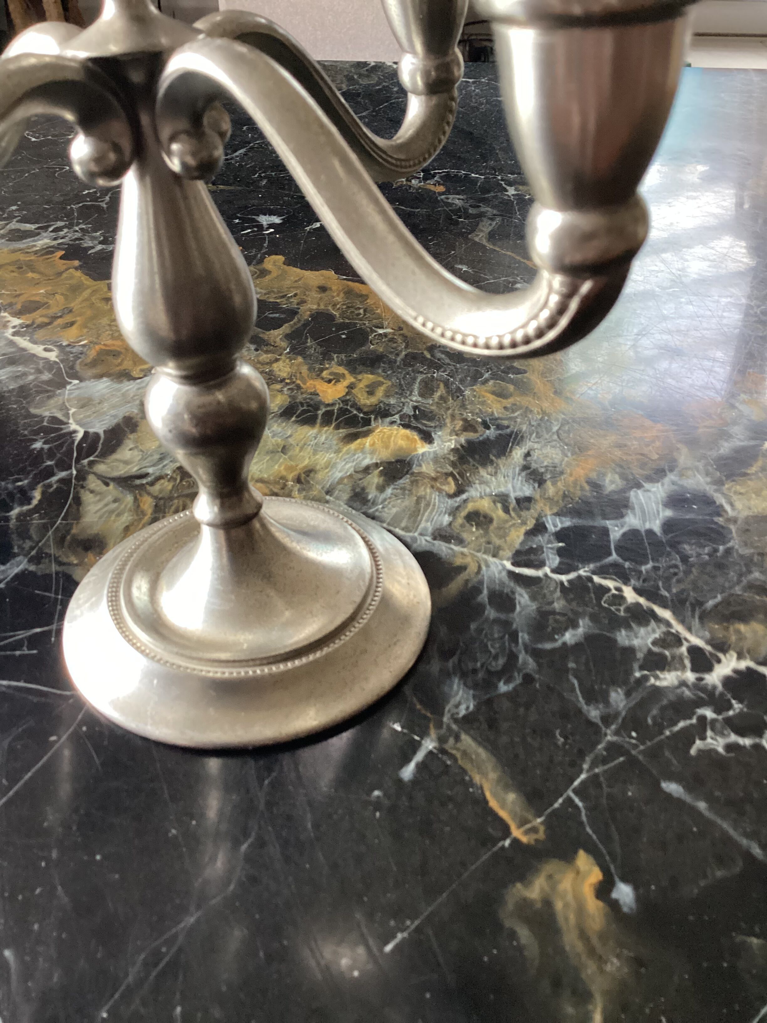 Royal Holland pewter candle holder with five candles dimension: height -20cm- width -18cm-