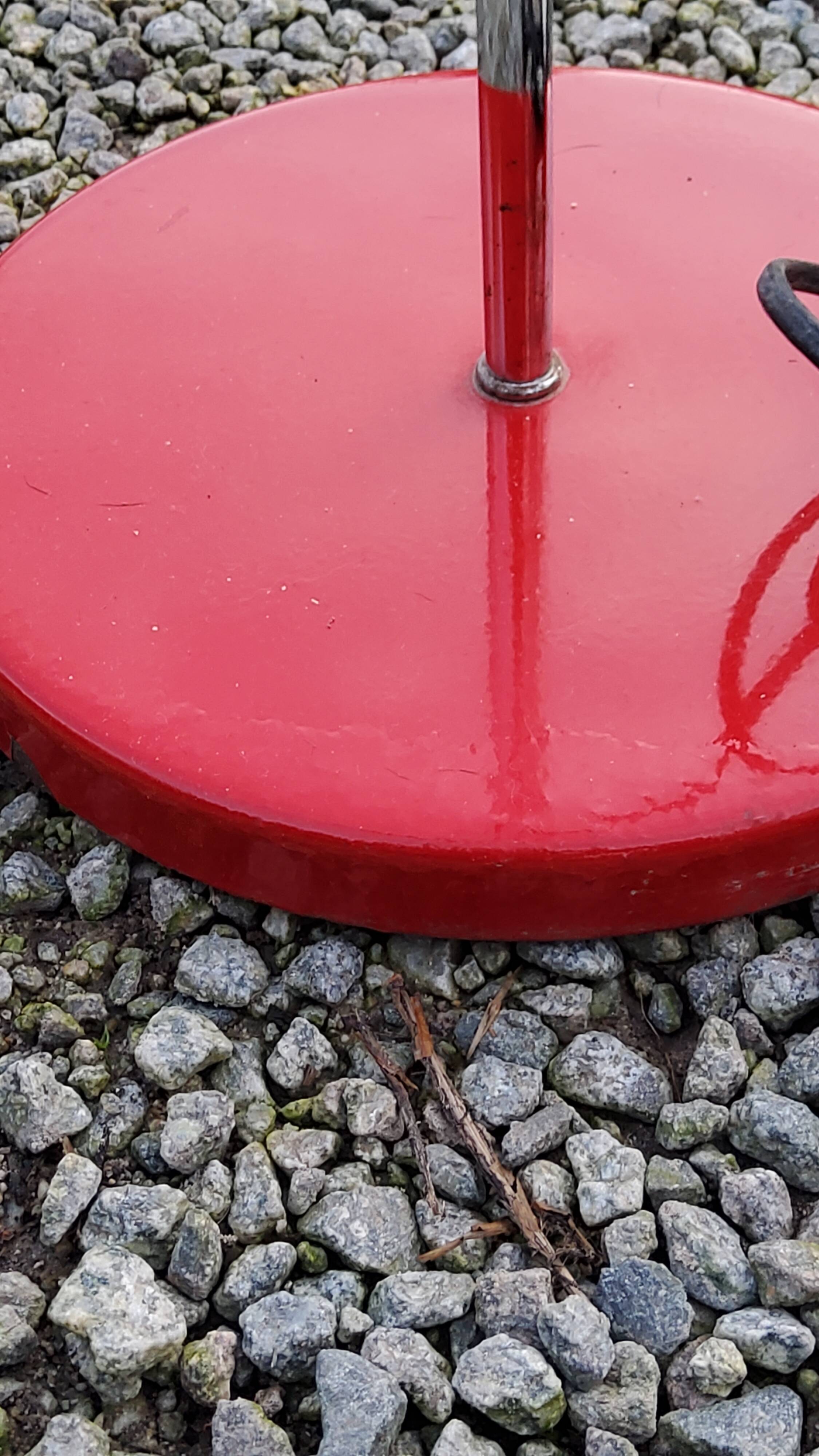 Designer reading lamp from the 70s in chrome and red lacquered sheet metal