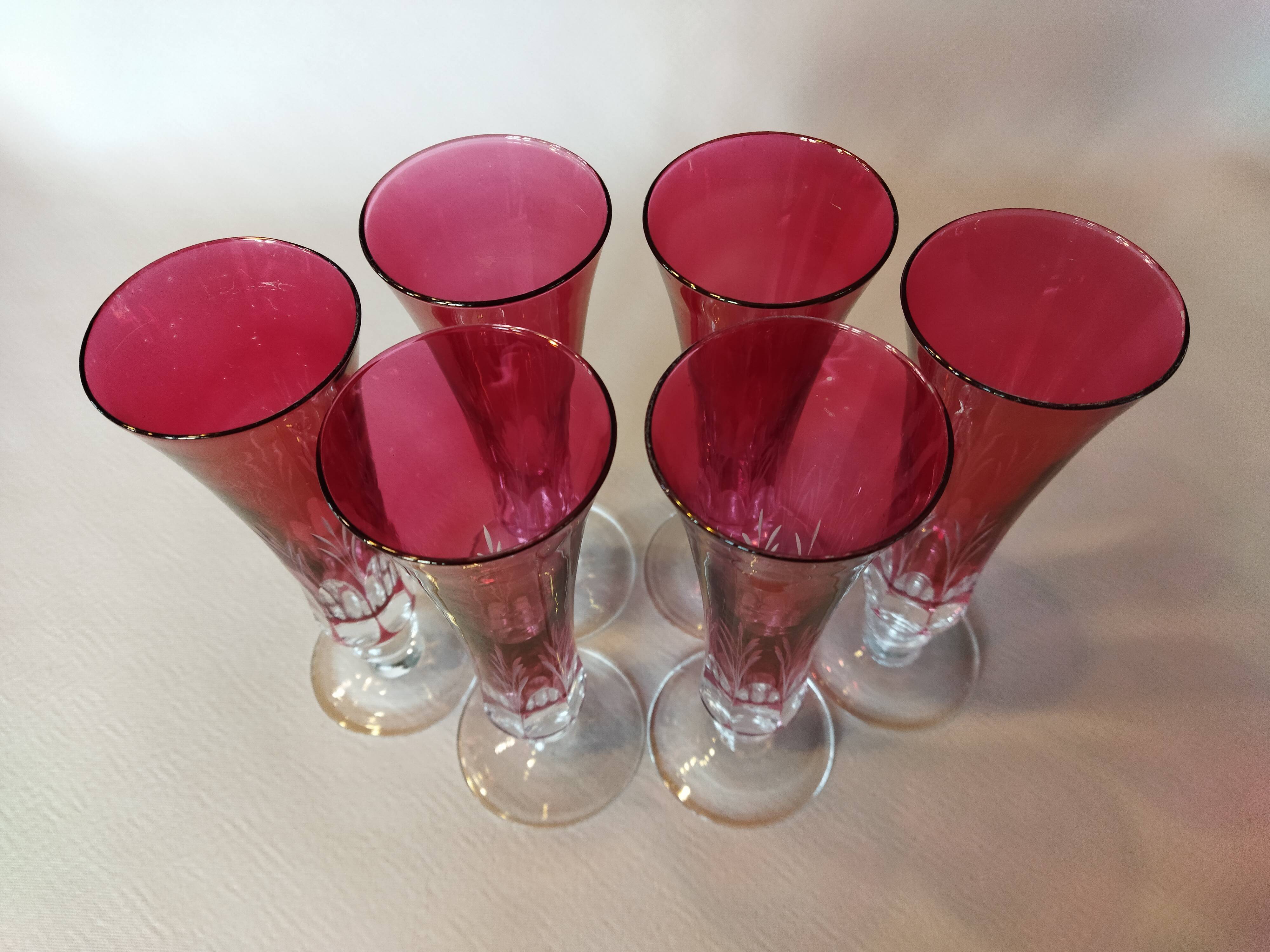 6 vintage champagne flutes