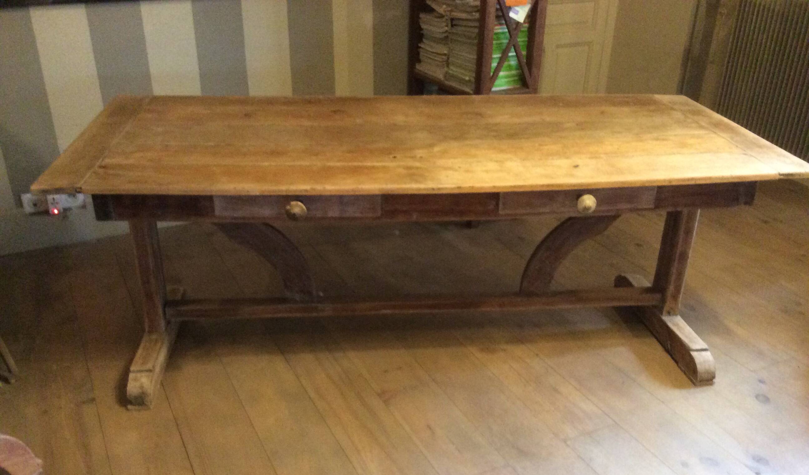 Two-drawer farmhouse table