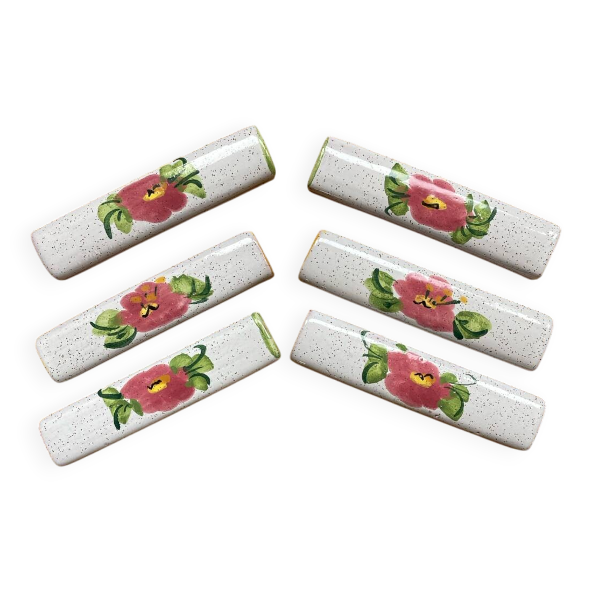 Ceramic knife holder with flower decor