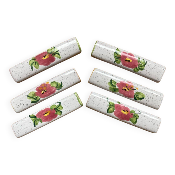 Porte couteaux en céramique décor fleurs